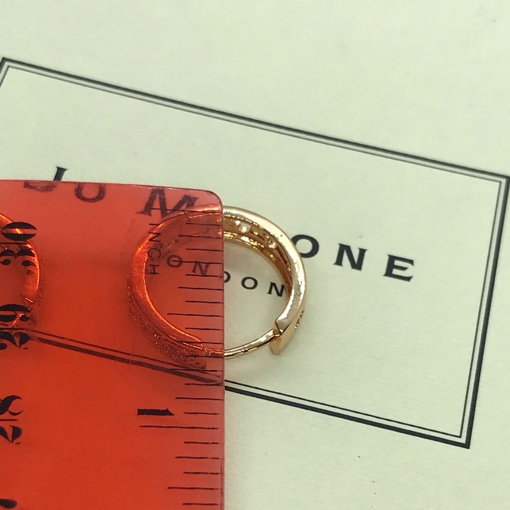 Gold Plated Huggie Hoop Earrings - Picture 5 of 6